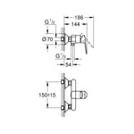 Grohe BauEdge Duş Bataryası - Teknik Çizim