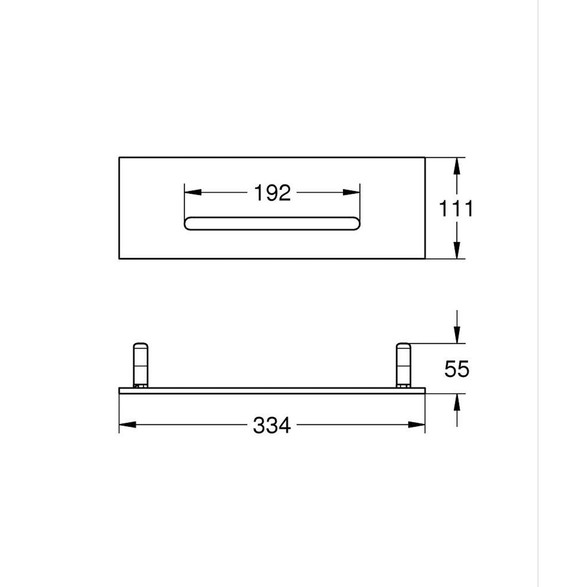 Grohe Rainshower Aqua Tiles Cascade Ankastre Tepe Duşu, Şelale Akışlı, Fırçalı Bakır (Sıva Üstü Grubu) - Teknik Çizim