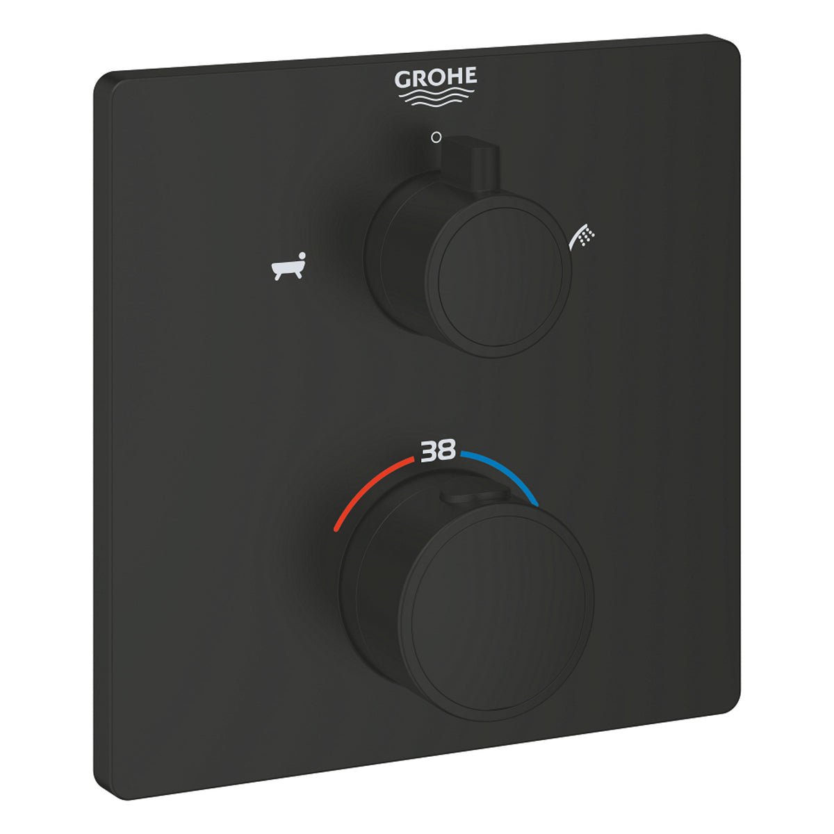 Grohe Grohtherm Termostatik Banyo/Duş Bataryası (Sıva Üstü Grubu), 2 Yollu, Mat Siyah - Ürün Görseli