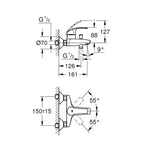 Grohe Eurosmart Banyo Bataryası - Teknik Çizim