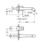 Grohe Grandera Ankastre (L-Boy) Lavabo Bataryası (Sıva Üstü Grubu) - Teknik Çizim