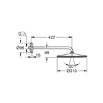 Grohe Rainshower Mono 310 Tepe Duşu Seti, 31 cm - Teknik Çizim