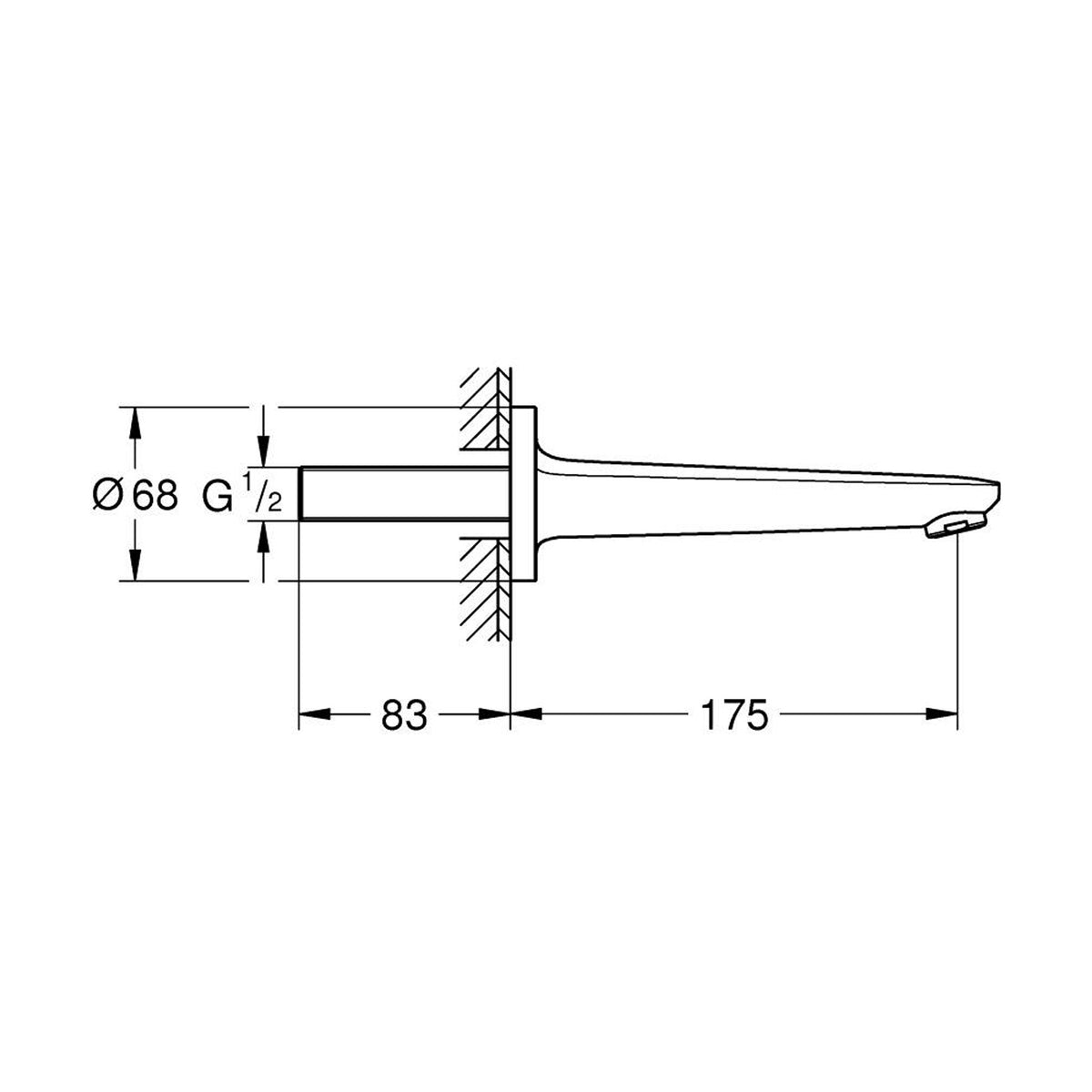 Grohe Euroeco Çıkış Ucu - Teknik Çizim