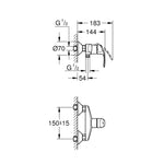 Grohe Eurosmart Duş Bataryası - Teknik Çizim