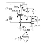 Grohe Concetto Sifon Kumandalı Lavabo Bataryası - Teknik Çizim
