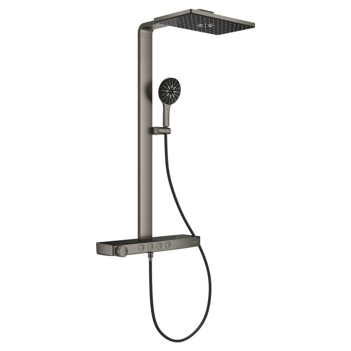 Grohe Rainshower Aqua Pure SmartControl Duş Sistemi, Duvara Monte, Termostatik Bataryalı Duş Kolonu, Fırçalı Sert Grafit - Ürün Görseli