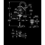 Grohe Eurosmart Lavabo Bataryası (L-Boy) - Teknik Çizim