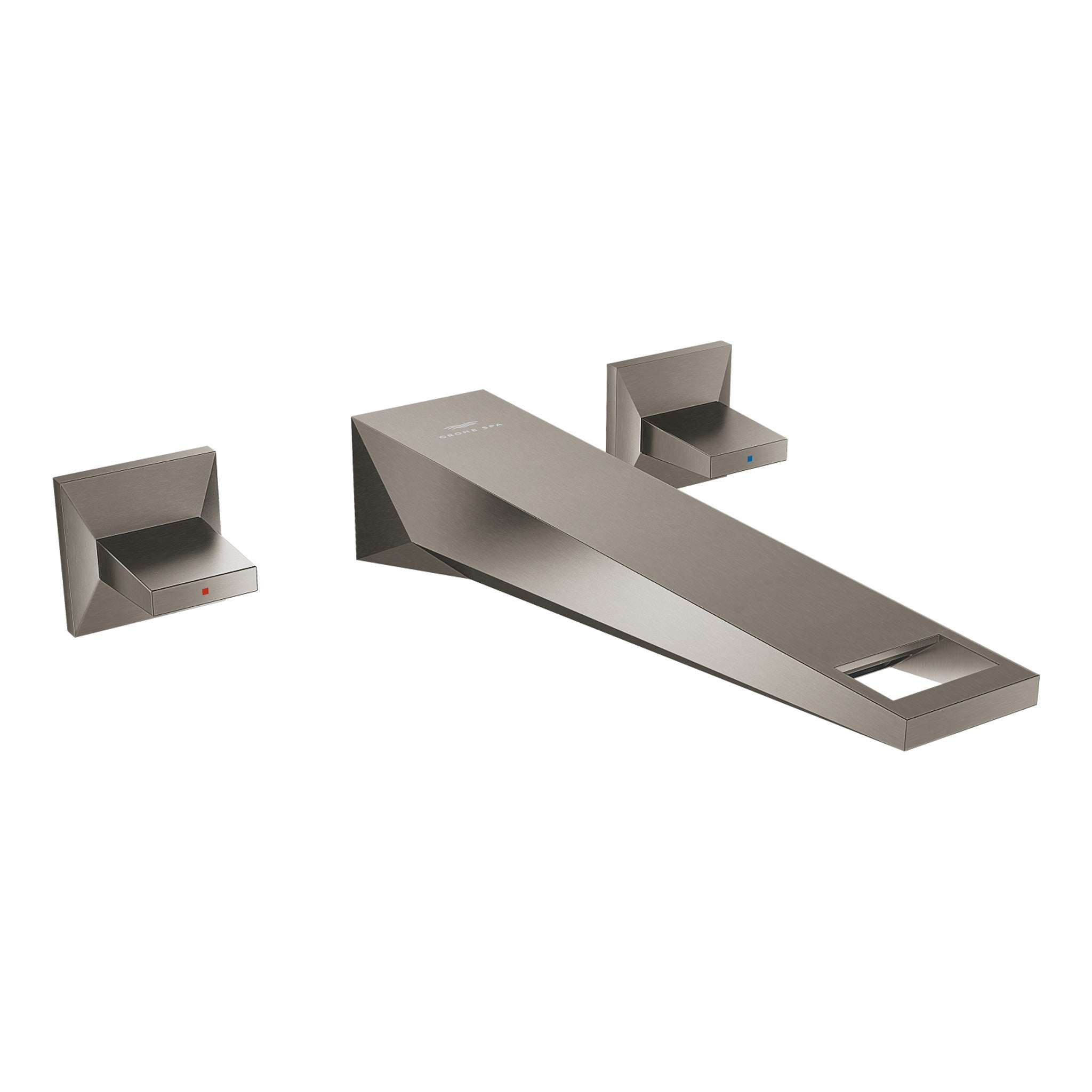 Grohe Allure Brilliant L-Boy, 3 Delikli Duvardan Ankastre Lavabo Bataryası (Sıva Üstü Grubu), Fırçalı Sert Grafit - Ürün Görseli
