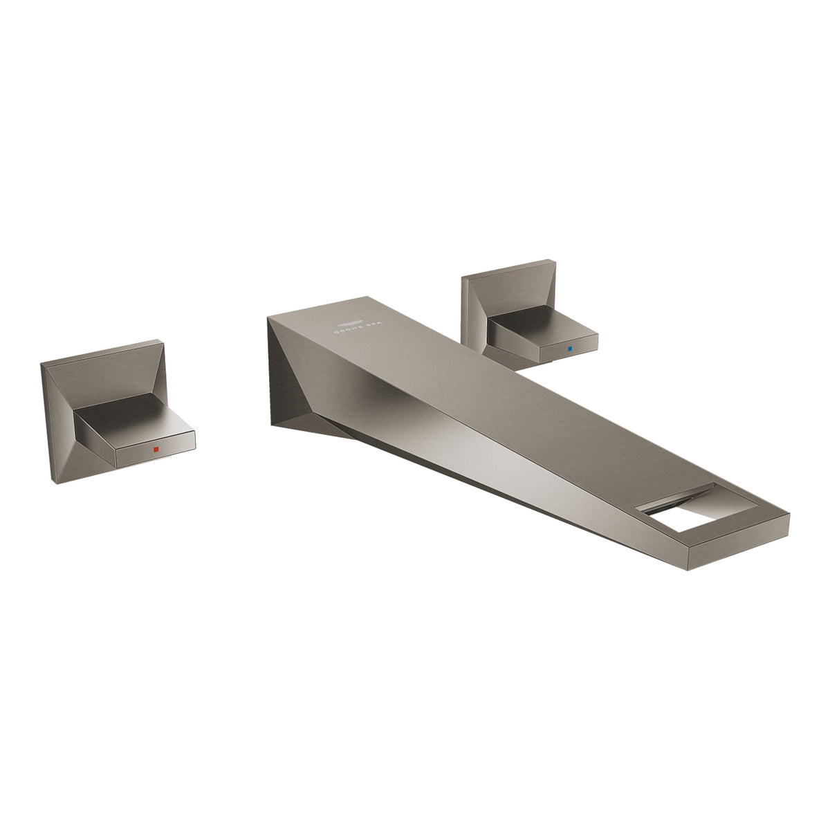 Grohe Allure Brilliant L-Boy, 3 Delikli Duvardan Ankastre Lavabo Bataryası (Sıva Üstü Grubu), Fırçalı Sert Grafit - Ürün Görseli