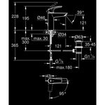 Grohe Eurosmart M-Boy Lavabo Bataryası, Sifon Kumandalı, Mat Siyah - Teknik Çizim