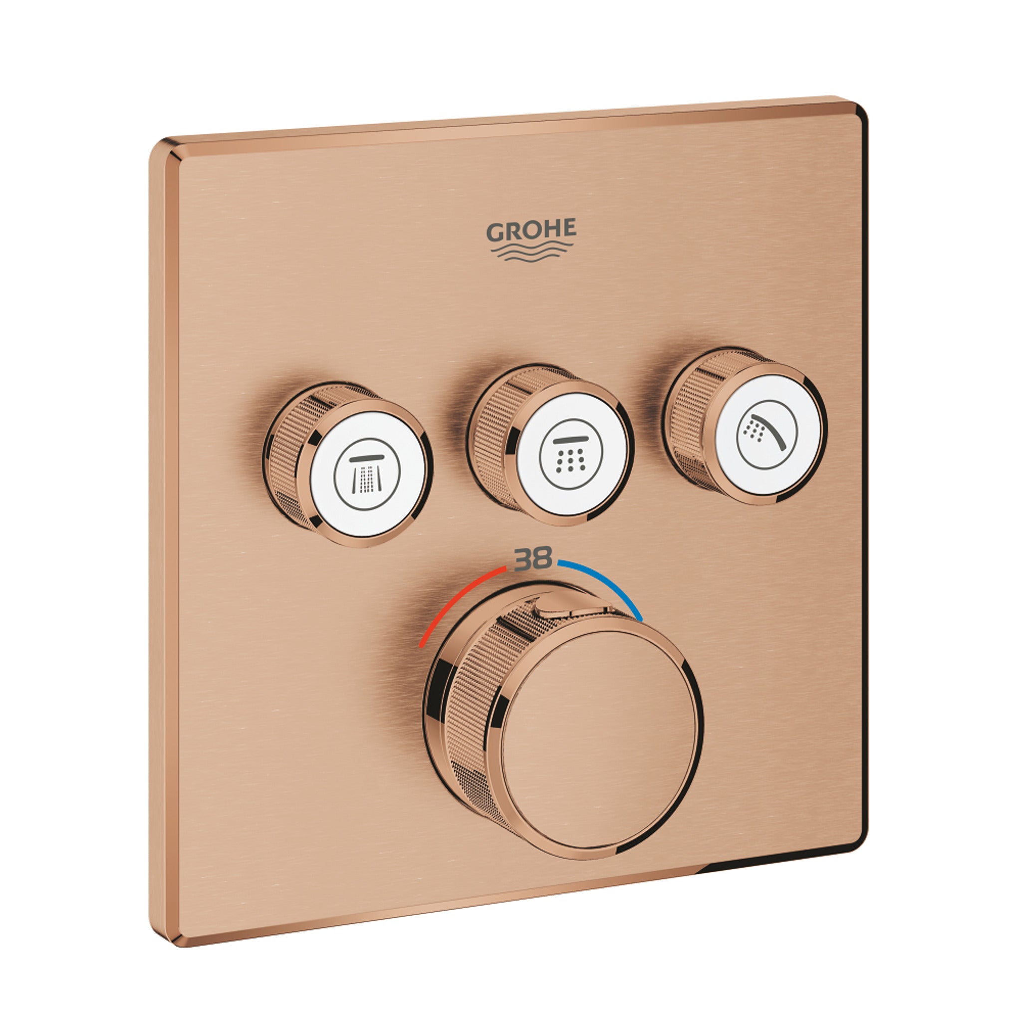 Grohe Grohtherm SmartControl Akış Kontrollü Ankastre Termostatik Banyo Bataryası (3 Yollu, Sıva Üstü Grubu), Fırçalı Bakır - Ürün Görseli