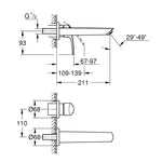 Grohe Eurosmart Duvardan Ankastre Lavabo Bataryası (Sıva Üstü Grubu) M-Boy - Teknik Çizim