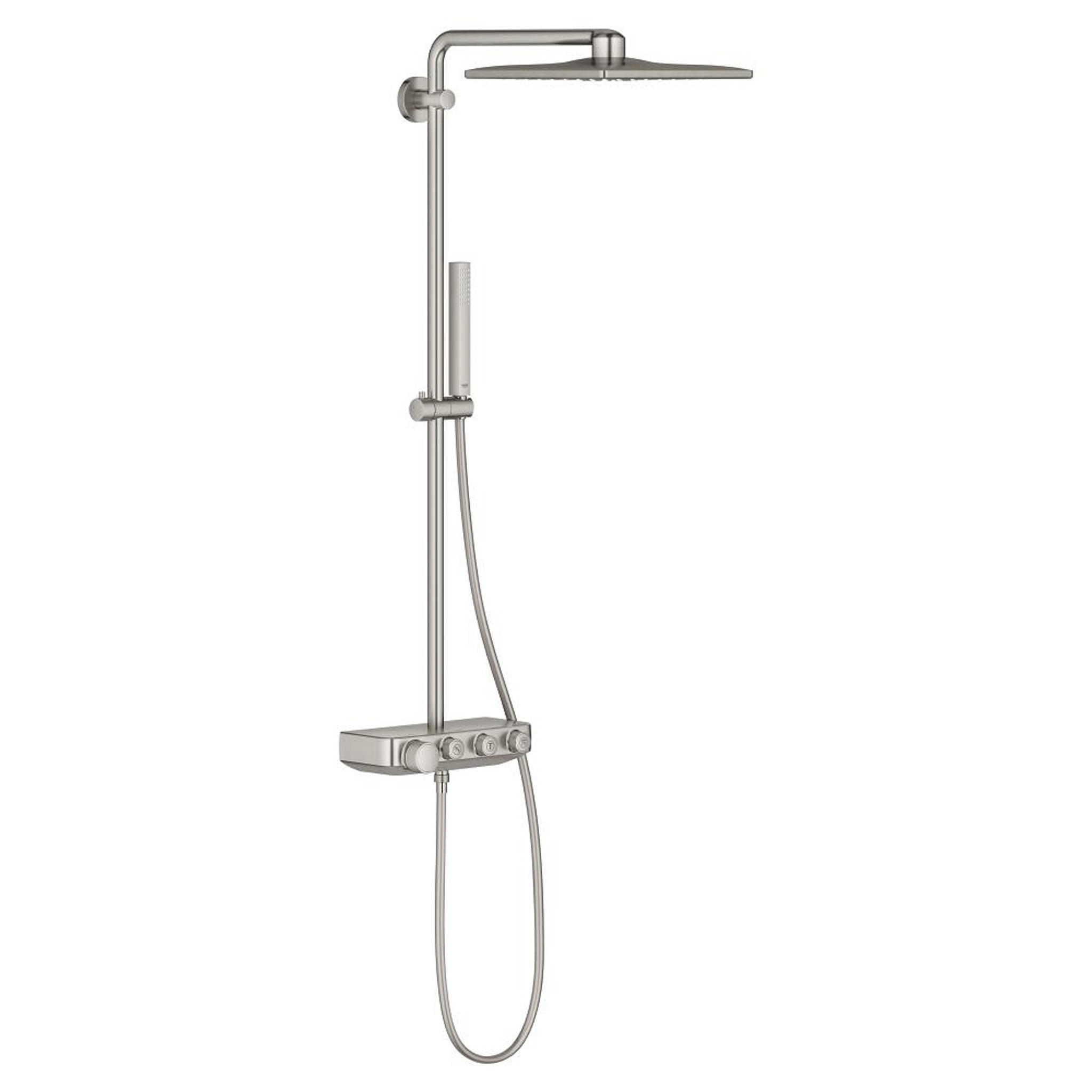Grohe Euphoria SmartControl System 310 Cube Duo Duvara Monte Termostatik Bataryalı Duş Sistemi, Paslanmaz Çelik - Ürün Görseli