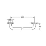 Grohe Essentials Tutunma Barı, 60 cm,Paslanmaz Çelik - Teknik Çizim
