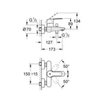 Grohe Eurostyle Banyo Bataryası - Teknik Çizim
