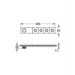 Grohe Grohtherm Aqua Tiles SmartControl Termostatik Ankastre Banyo Bataryası, 4 Çıkışlı, Fırçalı Bakır (Sıva Üstü Grubu) - Teknik Çizim