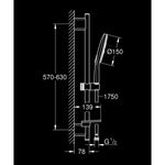 Grohe RainShower SmartActive 150 Sürgülü Duş Seti, 3 Fonksiyonlu - Teknik Çizim
