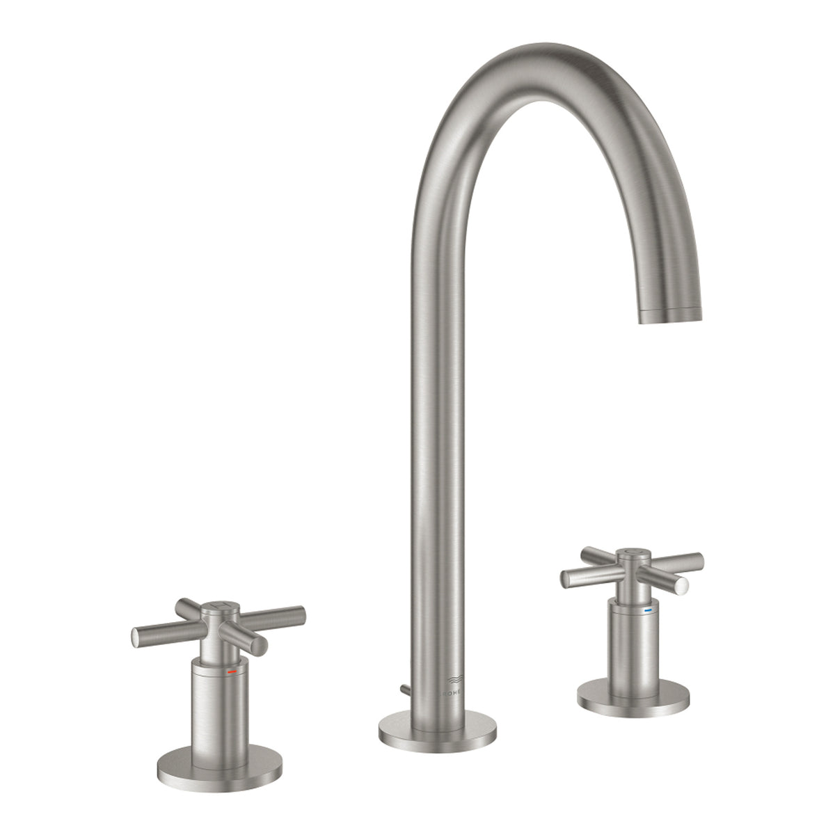 Grohe Atrio 3 Delikli Ankastre Lavabo Bataryası (4 Çubuklu Volan) L-Boy, Paslanmaz Çelik - Ürün Görseli