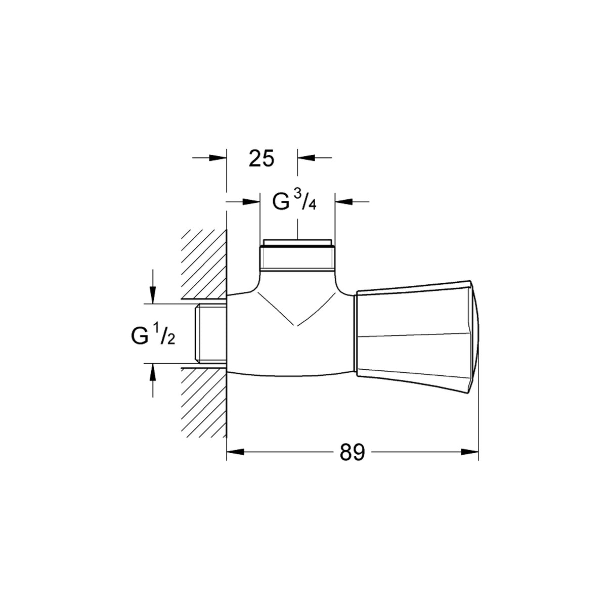 Grohe Costa L Ara Musluk 1/2 - Teknik Çizim