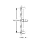 Grohe Tempesta Duş Sürgüsü, 900 mm, Mat Siyah - Teknik Çizim