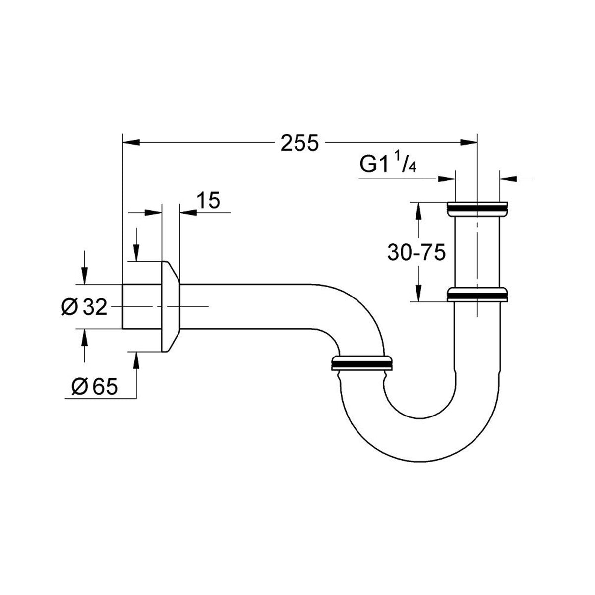 Grohe Lavabo Sifonu - Teknik Çizim