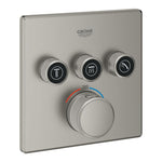 Grohe Grohtherm SmartControl Akış Kontrollü Ankastre Termostatik Banyo Bataryası (3 Yollu, Sıva Üstü Grubu), Saten Çelik - Ürün Görseli