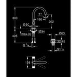 Grohe Atrio Private Collection Yüksek Lavabo Bataryası, Krom (L-Boy) - Teknik Çizim