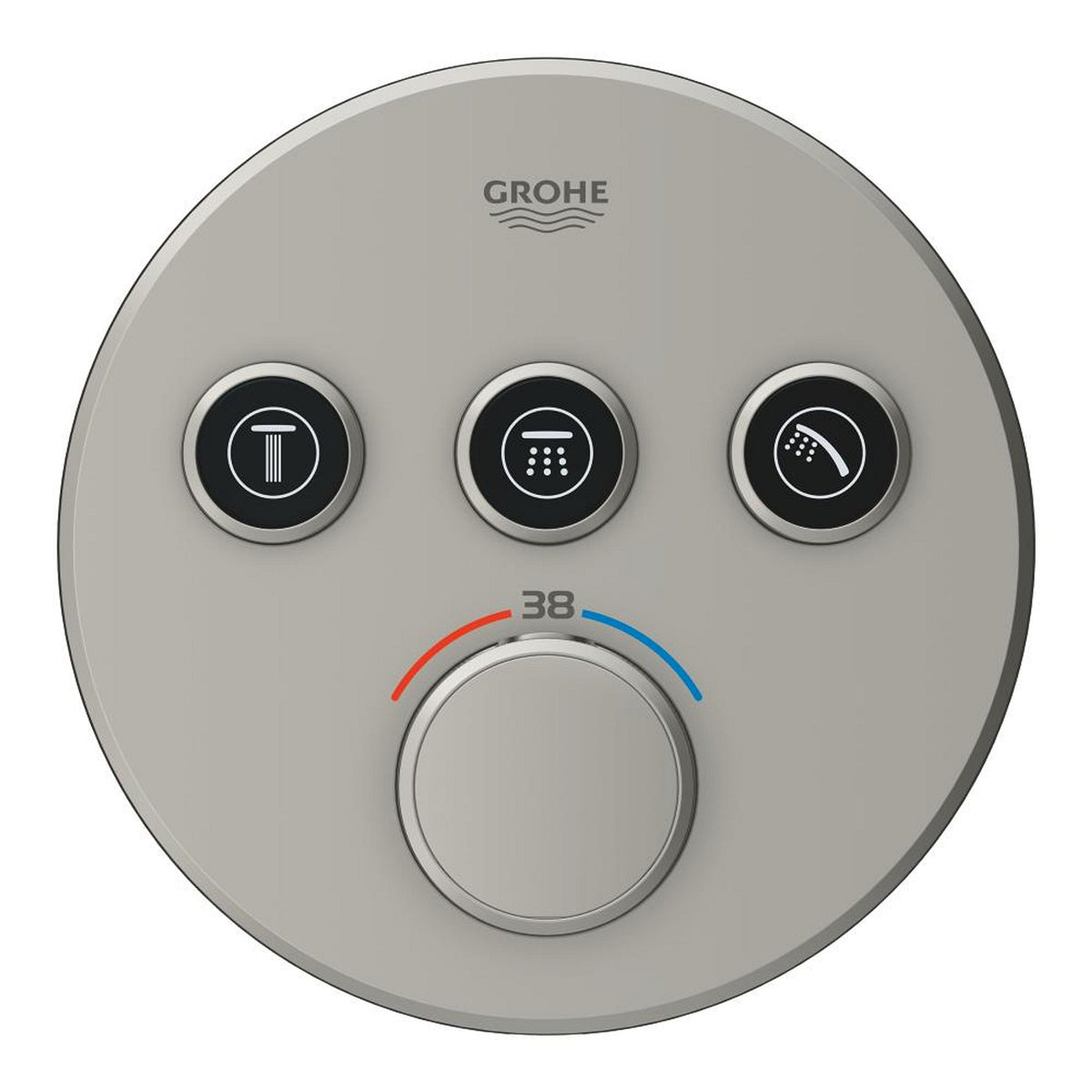 Grohe Grohtherm SmartControl Ankastre Termostatik Banyo/Duş Bataryası (Sıva Üstü Grubu), 3 Yollu, Saten Çelik - Ürün Görseli