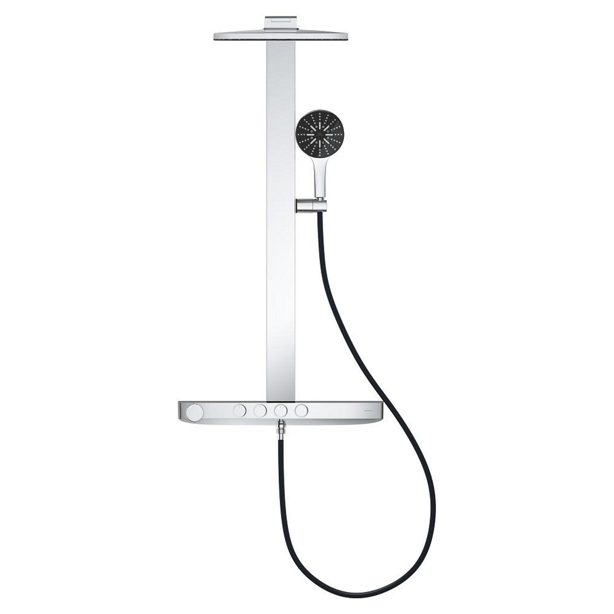 Grohe Rainshower Aqua Pure SmartControl Duş Sistemi, Duvara Monte, Termostatik Bataryalı Duş Kolonu, Siyah-Krom - Ürün Görseli