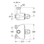 Grohe Grohtherm XL Termostatik Duş Bataryası - Teknik Çizim