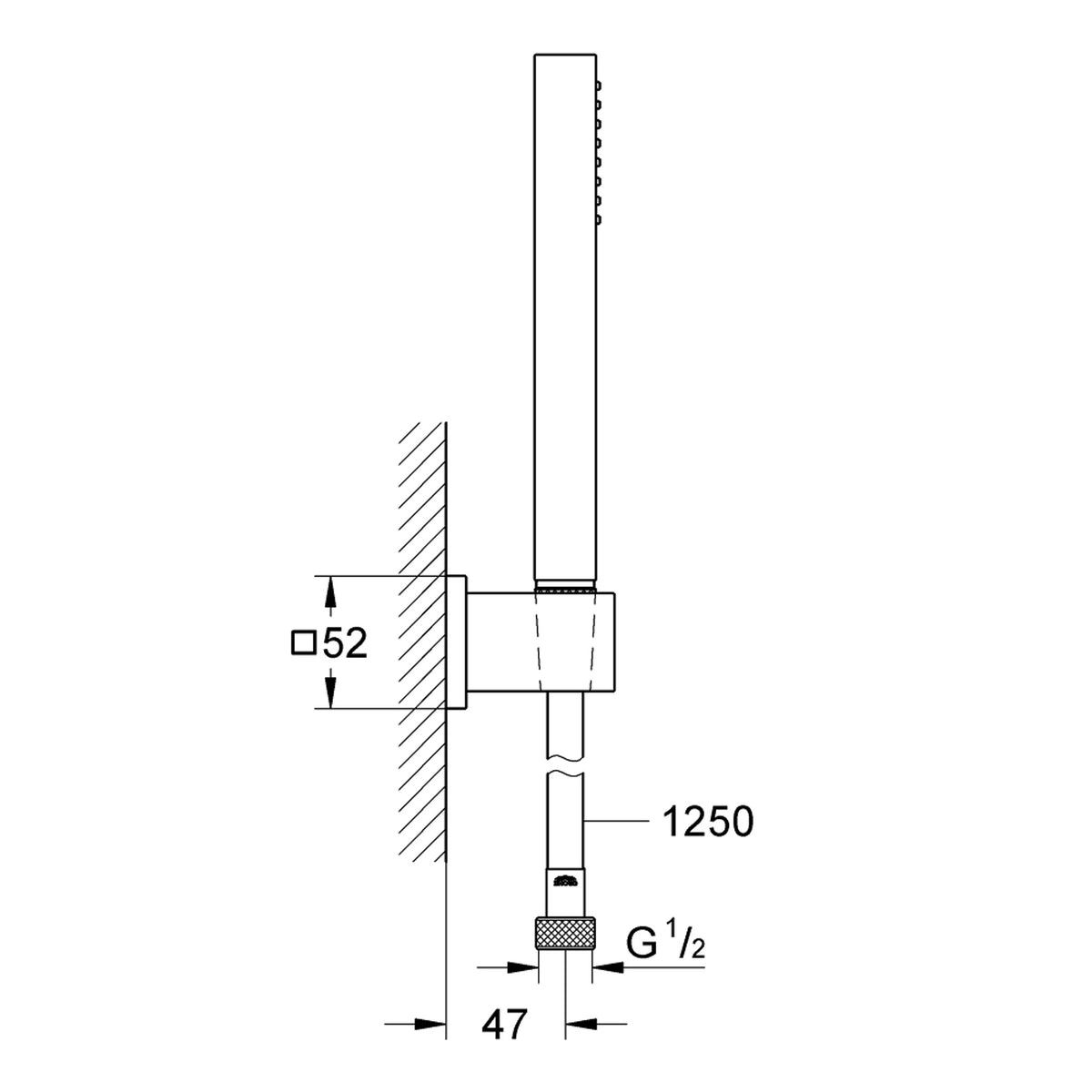 Grohe Euphoria Cube Stick El Duş Takımı - Teknik Çizim