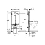 Grohe Rapid SL Asma Klozet Yıkama Valfi - Teknik Çizim