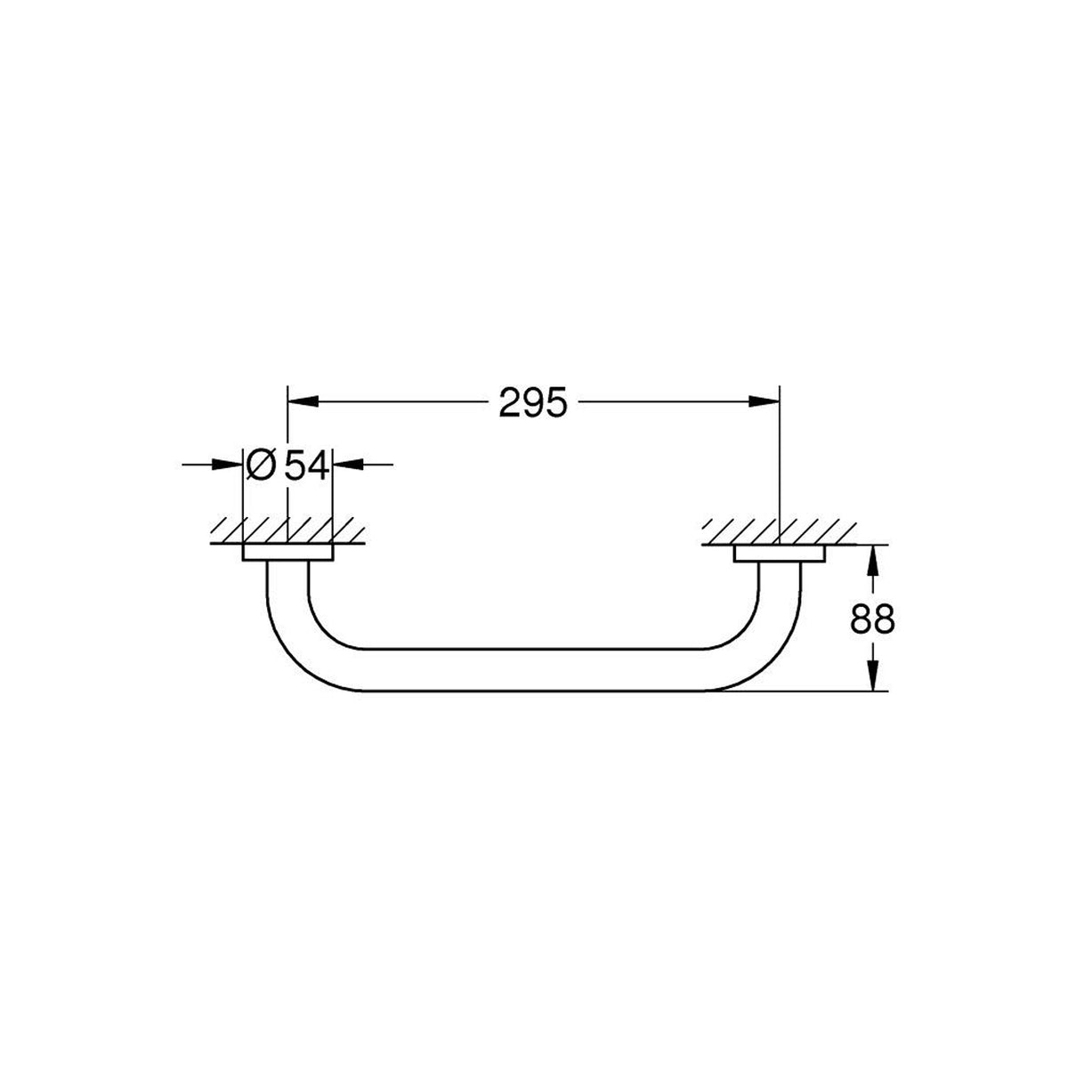 Grohe Essentials Küvet Tutamağı, 30 cm, Paslanmaz Çelik - Teknik Çizim