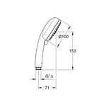 Grohe Tempesta Cosmopolitan 100 El Duşu, 4 Akışlı - Teknik Çizim
