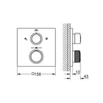 Grohe Allure Termostatik Ankastre Banyo ve Duş Bataryası (Sıva Üstü Grubu), 2 Yollu, Bakır - Teknik Çizim