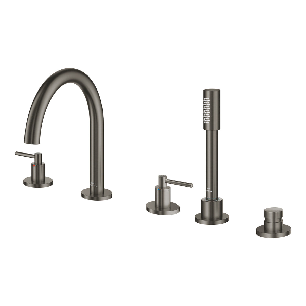 Grohe Atrio 5 Delikli Ankastre Küvet Bataryası (Sıva Üstü Grubu), Fırçalı Sert Grafit - Ürün Görseli