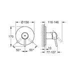 Grohe Concetto Ankastre Duş Bataryası (Sıva Üstü Grubu) - Teknik Çizim