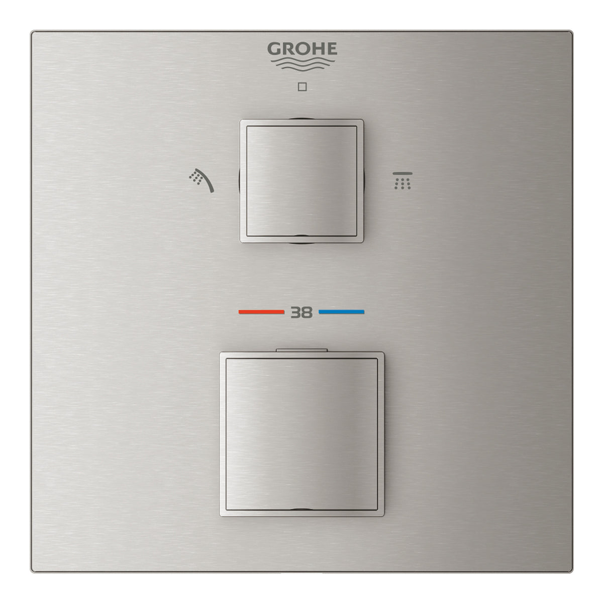 Grohe Grohtherm Cube Ankastre Termostatik Banyo Bataryası (2 Yollu, Sıva Üstü Grubu), Paslanmaz Çelik - Ürün Görseli
