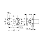 Grohe Rapido C Ankastre Duş Bataryası (Sıva Altı Grubu) - Teknik Çizim