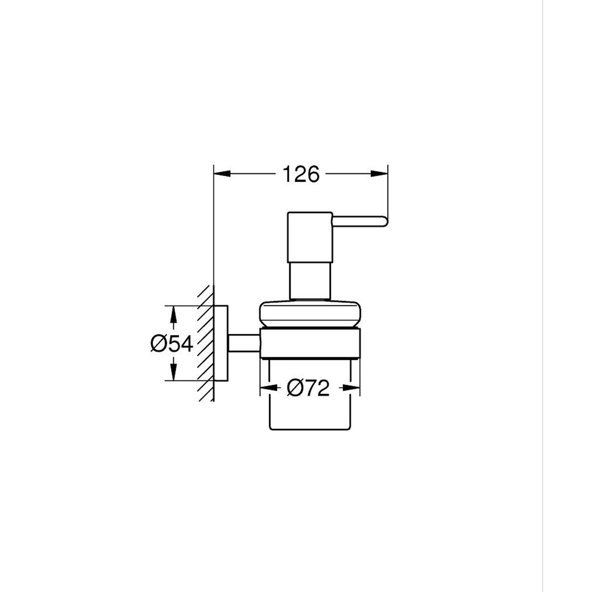 Grohe Essentials Sıvı Sabunluk, Duvardan - Teknik Çizim
