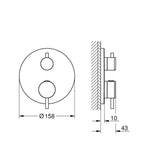 Grohe Atrio Ankastre Termostatik Duş Bataryası (Sıva Üstü Grubu), Tek Çıkışlı, Altın - Teknik Çizim