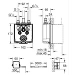 Grohe Eurosmart Comospolitan E Termostatik Ankastre Duş Bataryası İç Gövde - Teknik Çizim