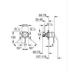 Grohe Essence Ankastre Duş Bataryası, Fırçalı Sert Grafit - Teknik Çizim
