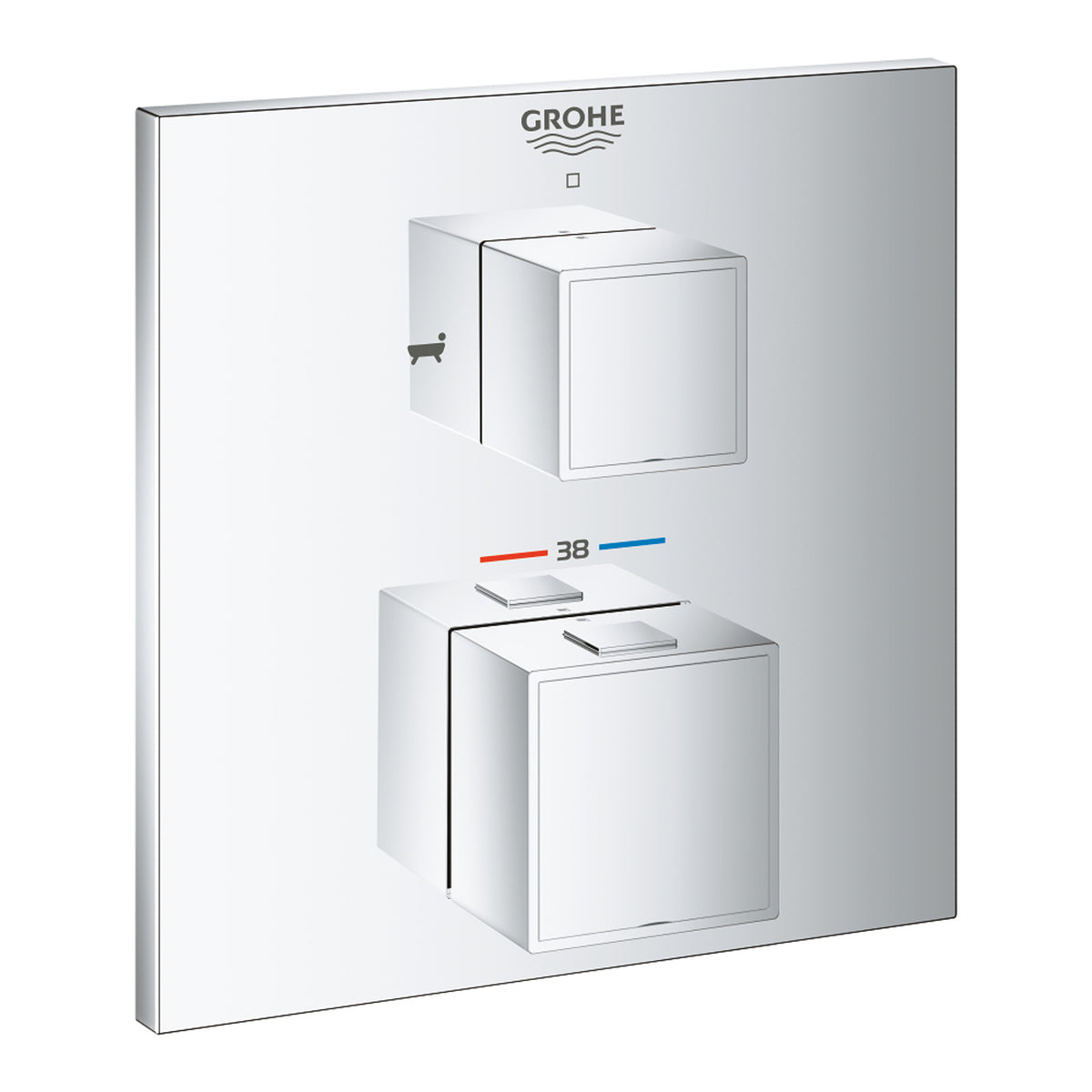 Grohe Grohtherm Cube Çift Yönlü Termostatik Ankastre Banyo Bataryası (2 Yollu, Sıva Üstü Grubu) - Ürün Görseli
