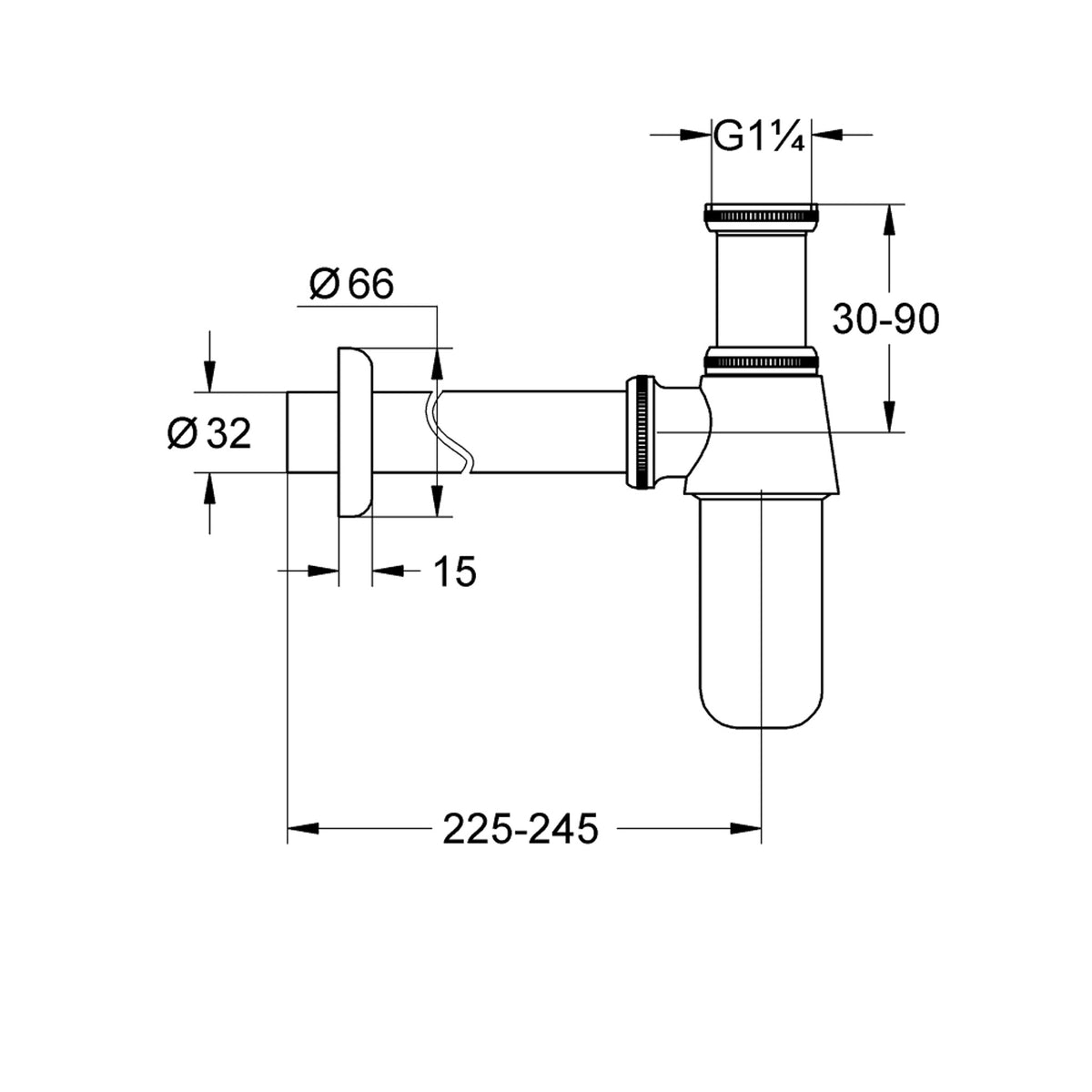 Grohe Lavabo Sifonu - Teknik Çizim