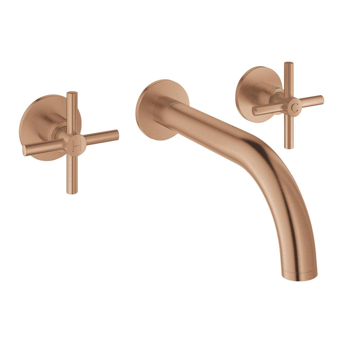 Grohe Atrio 3 Delikli Duvardan Ankastre Lavabo Bataryası (Sıva Üstü Grubu), Fırçalı Bakır - Ürün Görseli