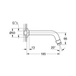 Grohe Duvardan Musluk, Tek Su Girişli - Teknik Çizim