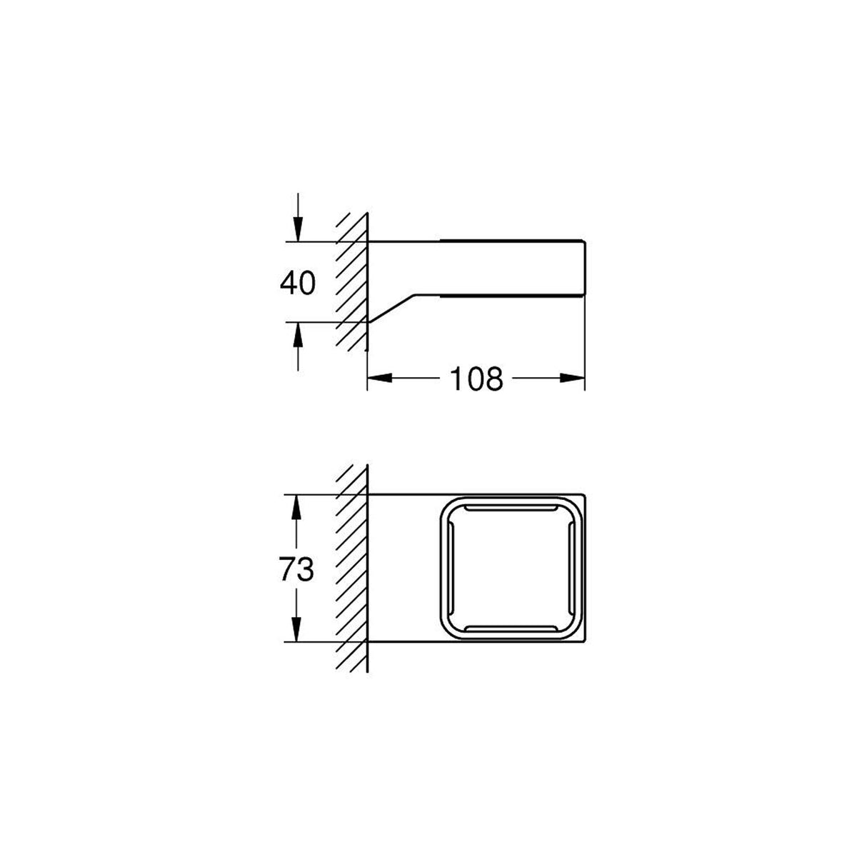 Grohe Selection Cube Sabunluk Tutacağı - Teknik Çizim