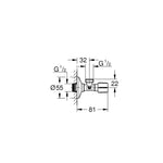 Grohe Ara Musluk (1/2 giriş, 1/2 çıkışlı) - Teknik Çizim