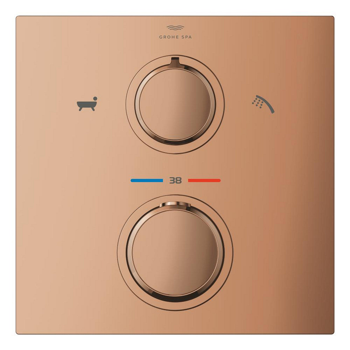 Grohe Allure Termostatik Ankastre Banyo ve Duş Bataryası (Sıva Üstü Grubu), 2 Yollu, Bakır - Ürün Görseli